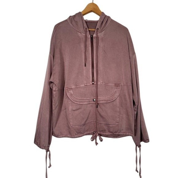 Splendid Tops - Splendid Pullover Hoodie Sweatshirt Women's Medium Dusty Mauve Quarter Zip - M